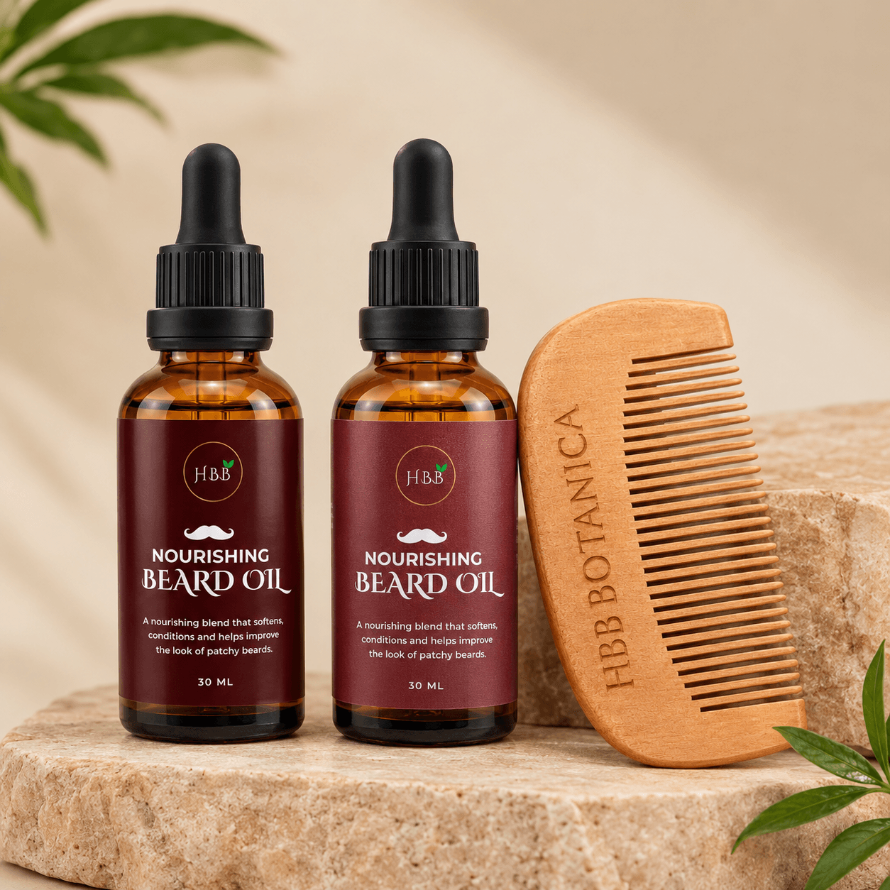 Nourishing Beard Oil and Comb Combo (30ml X 2) and a wooden beard comb 1